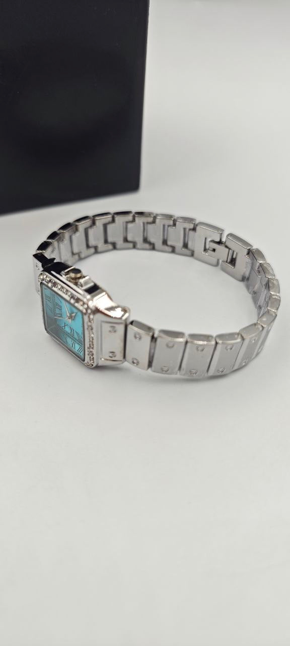 GÜMÜŞ RENK İÇİ GÖKYÜZÜ MAVİSİ BAYAN SAATİ