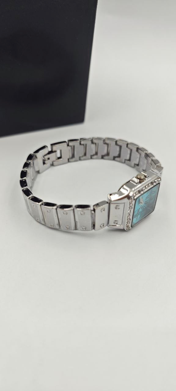 GÜMÜŞ RENK İÇİ GÖKYÜZÜ MAVİSİ BAYAN SAATİ