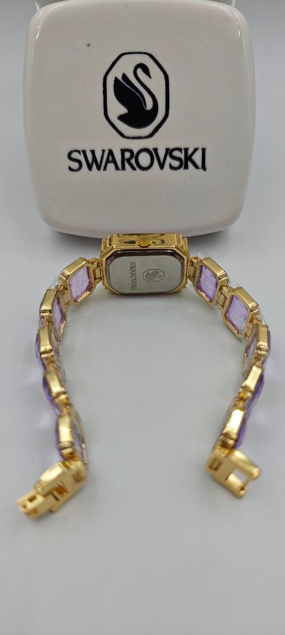 SWAROVSKİ KAPALI PEMBE TAŞLI BAYAN SAATİ