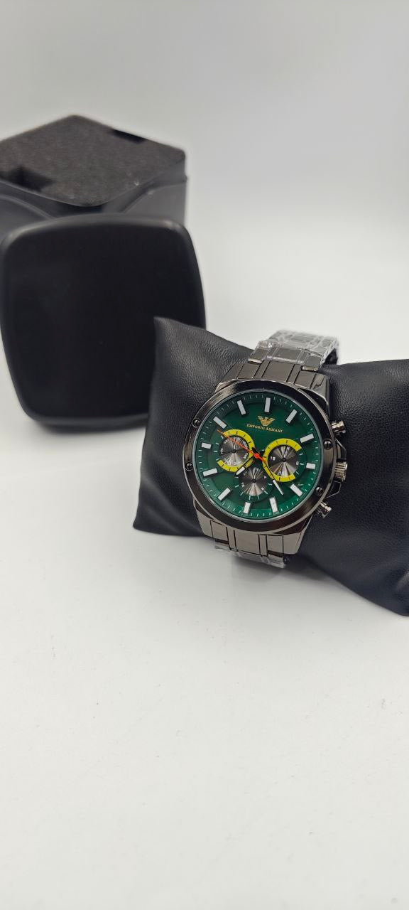 EMPORİO ARMANİ FULL SİYAH İÇİ YEŞİL ERKEK SAAT