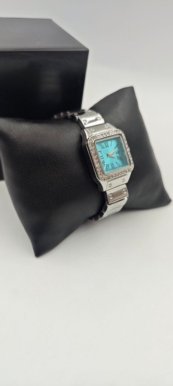 GÜMÜŞ RENK İÇİ GÖKYÜZÜ MAVİSİ BAYAN SAATİ