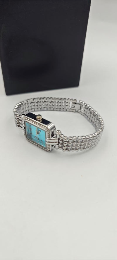 GÜMÜŞ RENK İÇİ GÖKYÜZÜ MAVİSİ BAYAN SAATİ