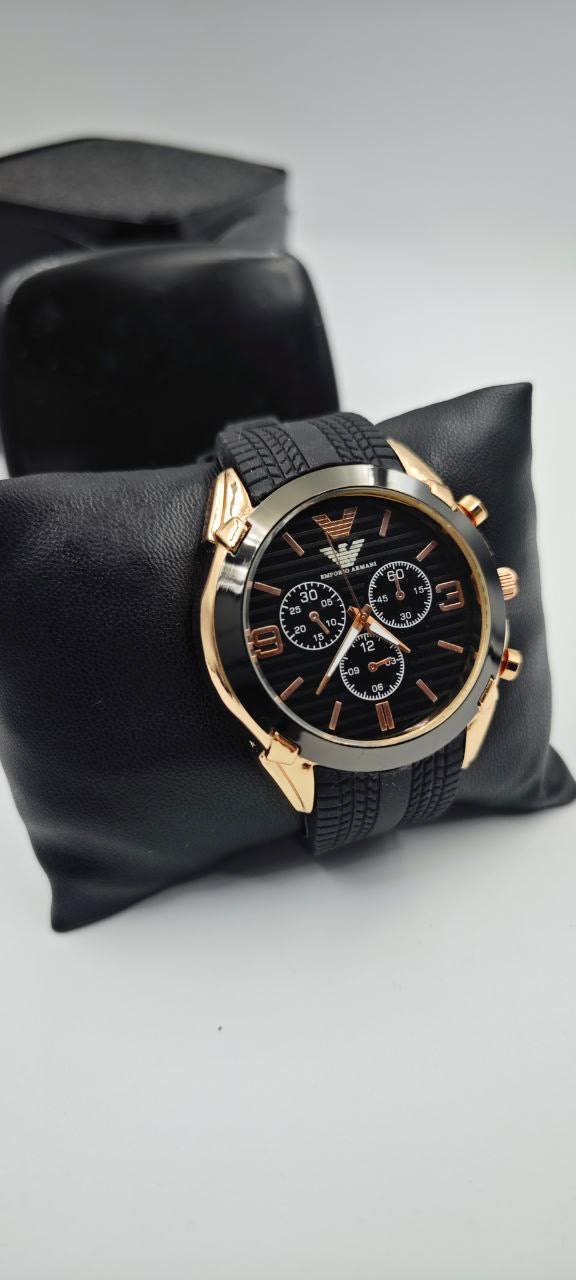 EMPORİO ARMANİ SİYAH GOLD ERKEK SAAT