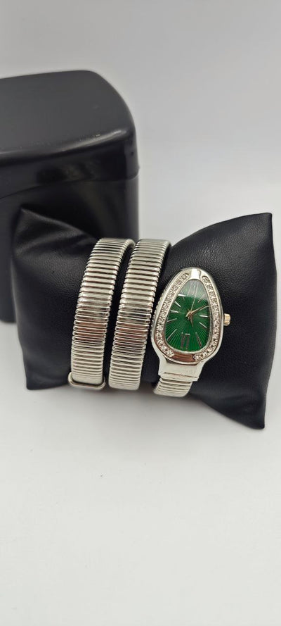 YILAN GRİ İÇİ YEŞİL BAYAN SAAT