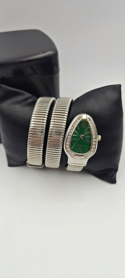 YILAN GRİ İÇİ YEŞİL BAYAN SAAT